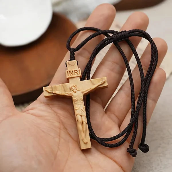 ✝️100% Handmade Jesus Cross Wooden Necklace(𝐉𝐚𝐜𝐤 𝐌𝐢𝐥𝐥𝐞𝐫 𝐇𝐚𝐧𝐝𝐦𝐚𝐝𝐞)