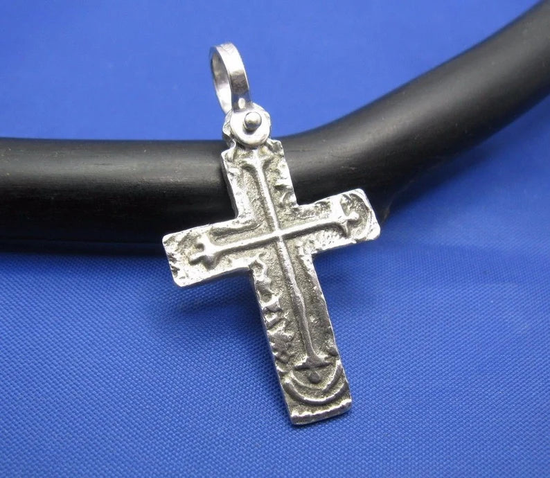 Sterling Silver Unique Artisan Handcrafted Custom Atocha Coin Cross Pendant