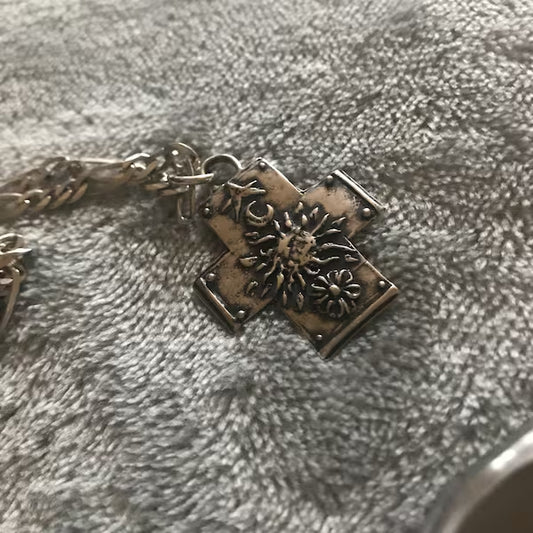 100% Handmade Silver Cross With Sun, Moon, Star and Flower