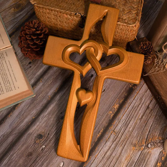 💕Factory Outlet Sale- SAVE 49%OFF🔥Intertwined Hearts Wooden Cross