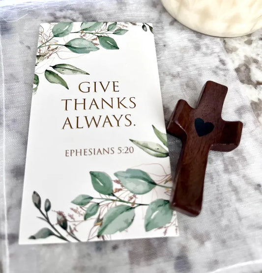 Walnut Wood Heart Cross, Small Pocket Thumb Cross, Religious Church Gift, Comfort Gift, Christian Religious Gift, Pocket Friendship Cross