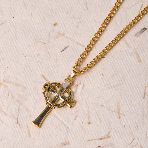 100% Handmade Crown Of Thorns Cross Neckla